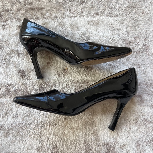 Charles Jourdan Paris Black Patent Leather Heels Sz 6.5 - Picture 6 of 10